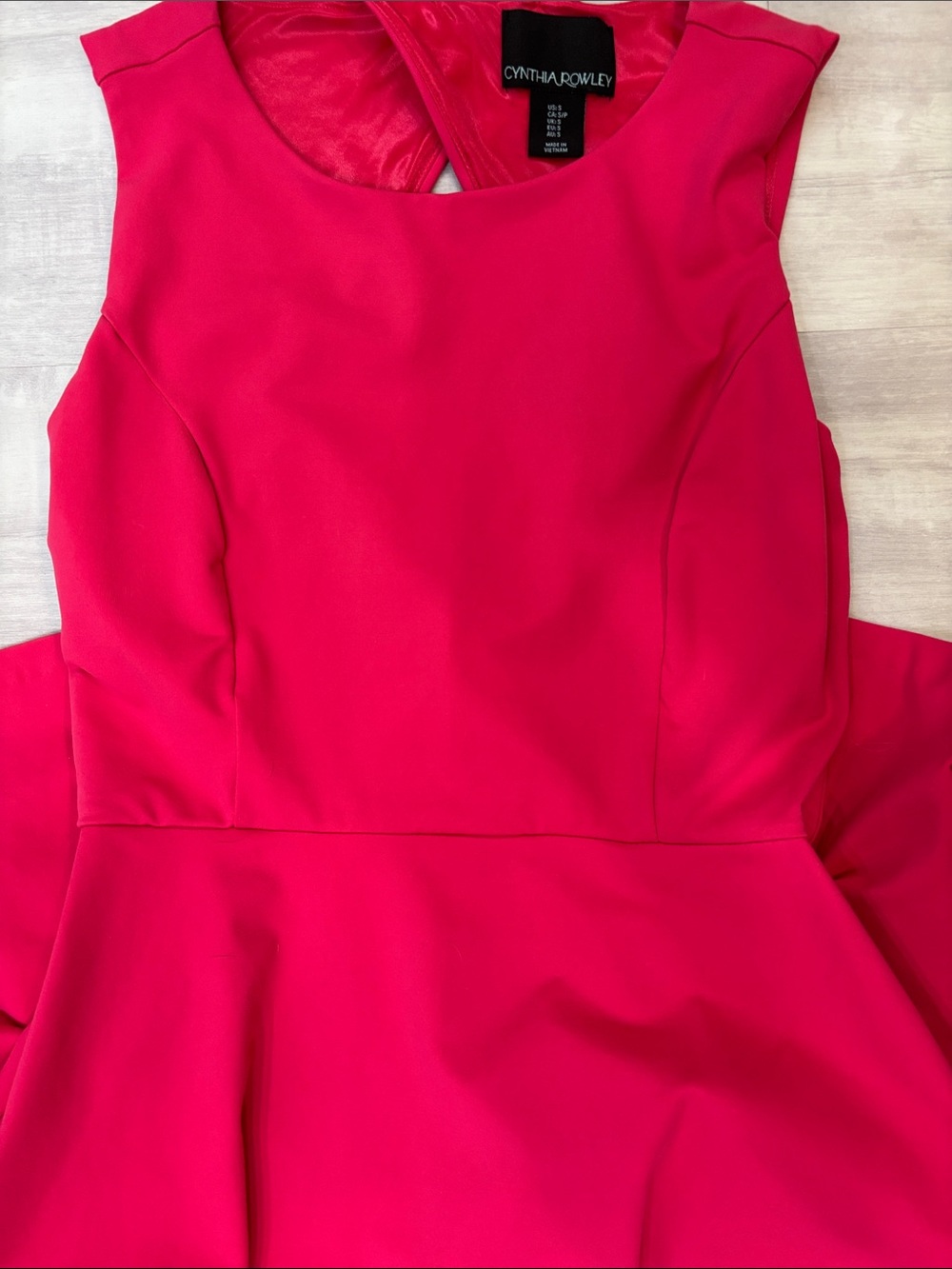 Cynthia Rowley Sleeveless Fit-and-Flare Dress in Fuchsia Open Back Small - Picture 8 of 8